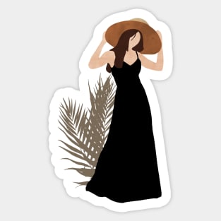 Woman in a black dress Sticker